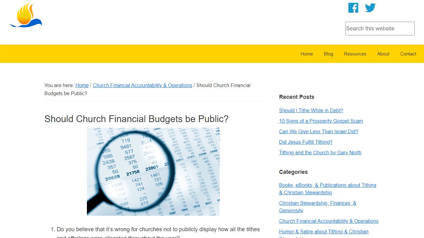 Should Church Financial Budgets be Public? - Tithing.com