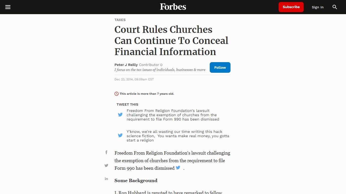 Court Rules Churches Can Continue To Conceal Financial Information - Forbes