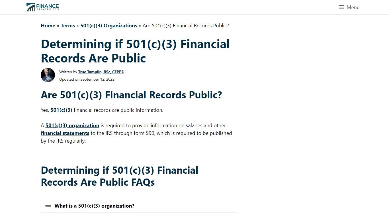 Are 501(c)(3) Financial Records Public? - Finance Strategists